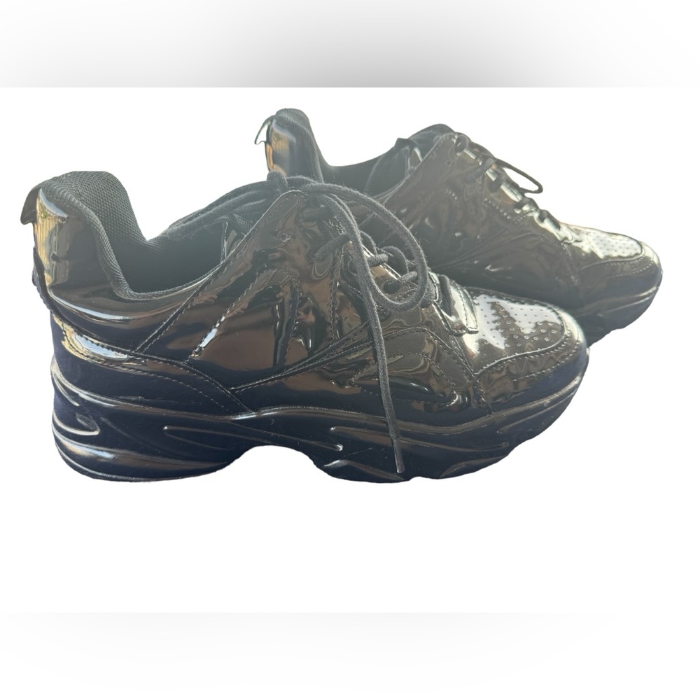 Steve Madden Movement black Patent fashion sneaker